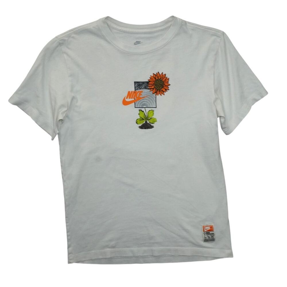 Nike “Grow Your Sole” Graphic T-Shirt Size Small White Nature Floral Air Force 1